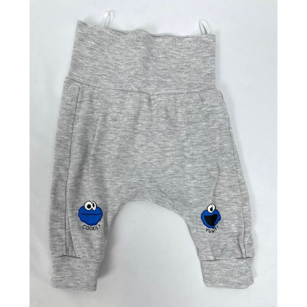 H&M 1-2 month Baby Gray Sesame Street Pants Joggers Cookie Monster‎